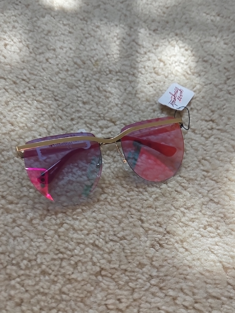 Guess Gold Rimless Sunglasses with Pink Gradient Lenses